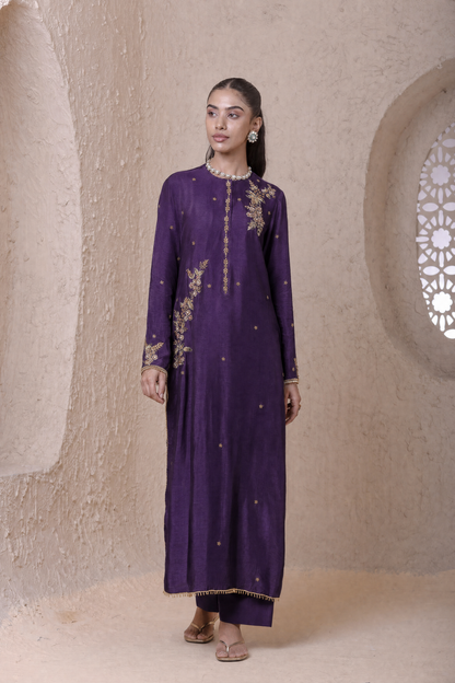 Rangrez Purple Phool Kurta Set
