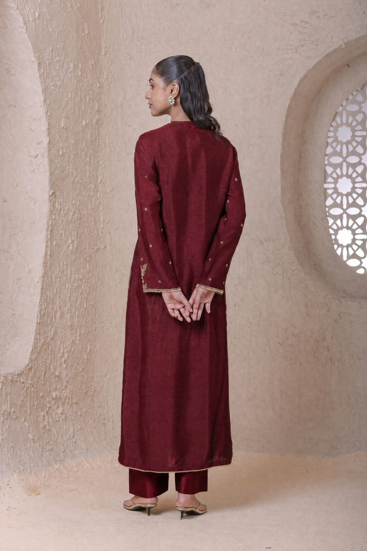 Rangrez  Maroon Phool Kurta Set