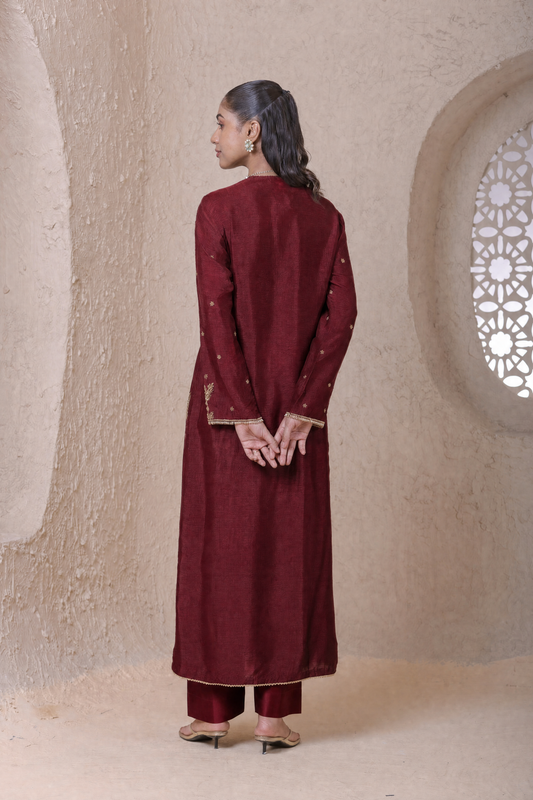 Rangrez  Maroon Phool Kurta Set