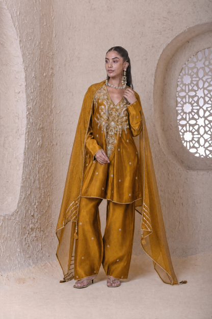 Rangrez  Mustard Short Pheran Kurta set