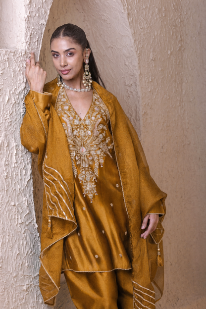 Rangrez  Mustard Short Pheran Kurta set