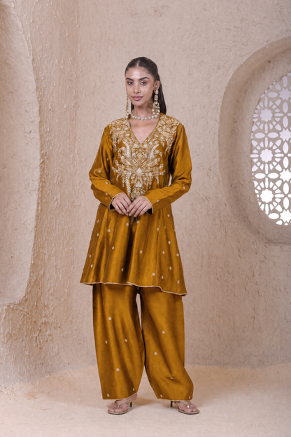 Rangrez  Mustard Short Pheran Kurta set