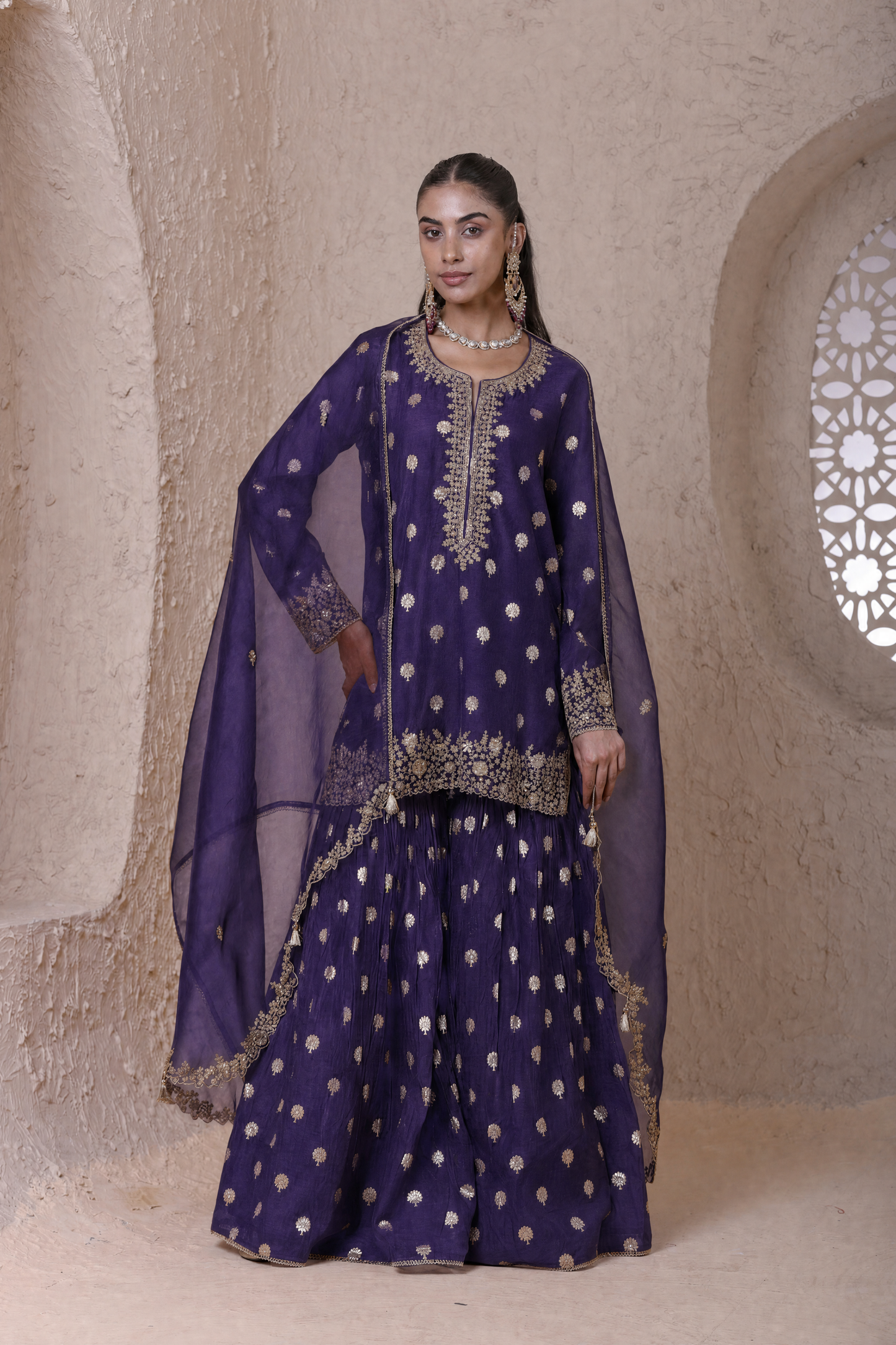 Rangrez Purple Butti Sharara Set