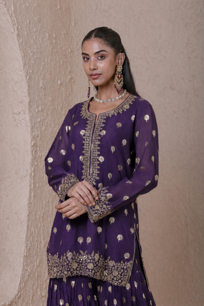 Rangrez Purple Butti Sharara Set