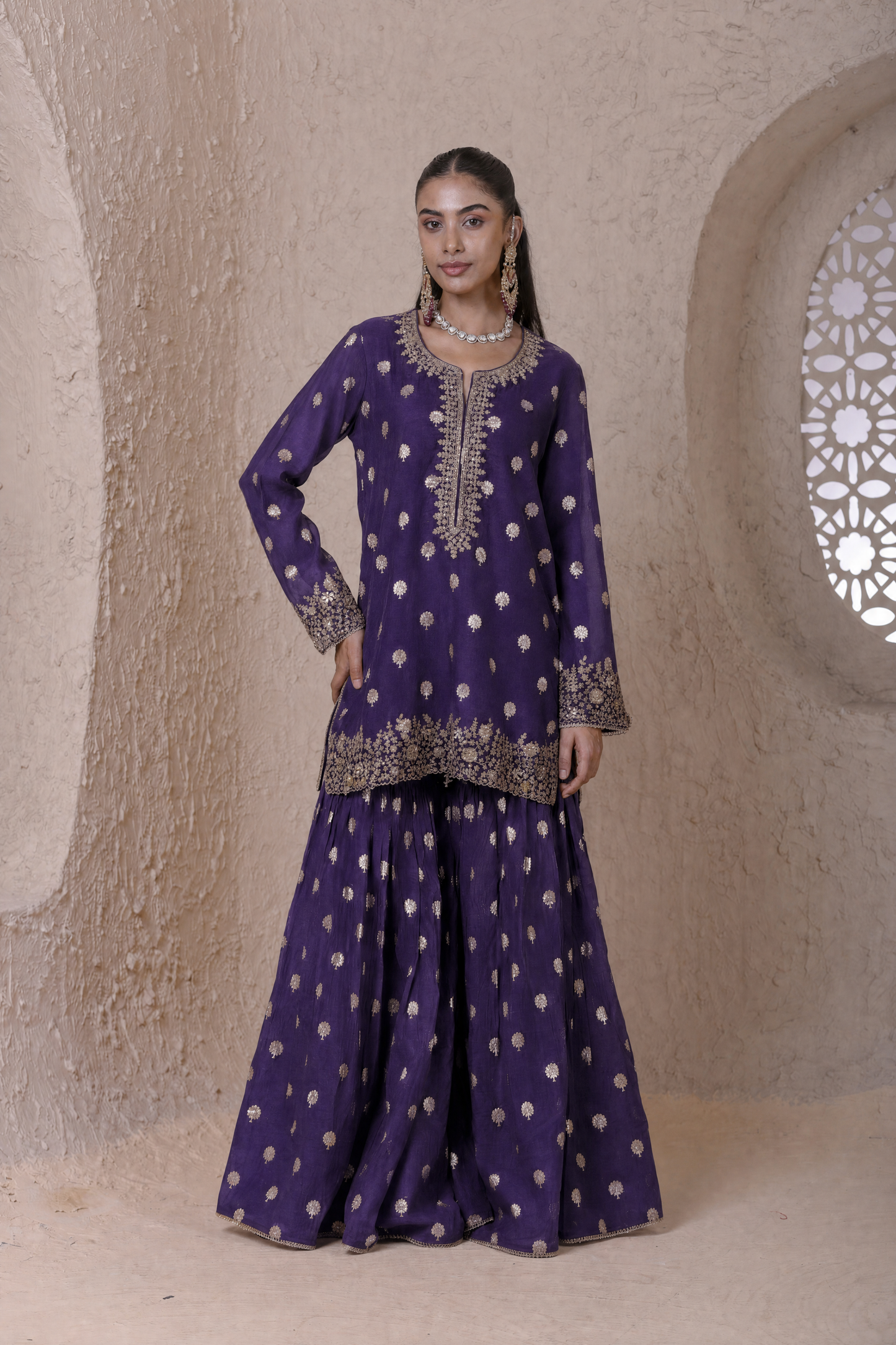 Rangrez Purple Butti Sharara Set