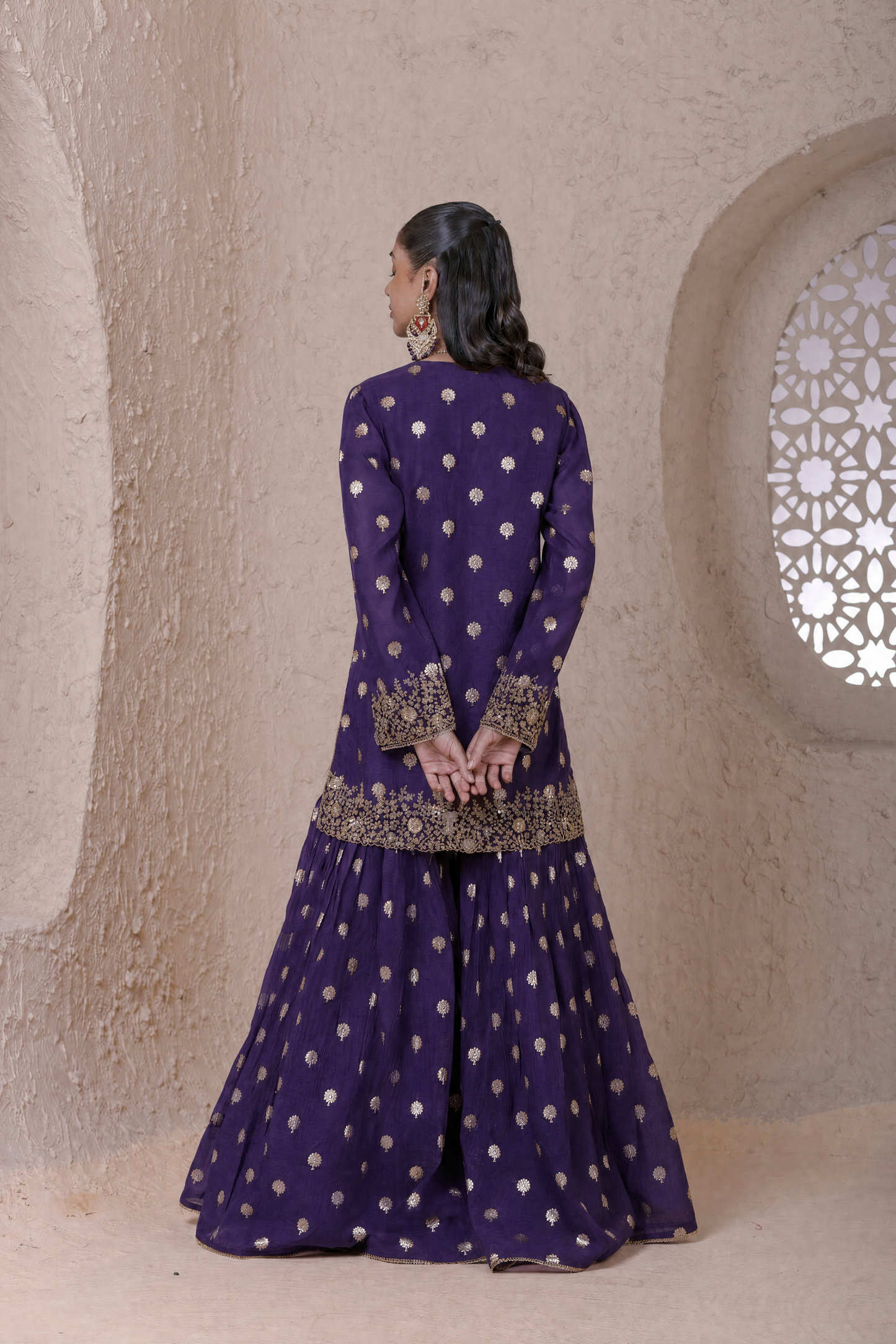 Rangrez Purple Butti Sharara Set
