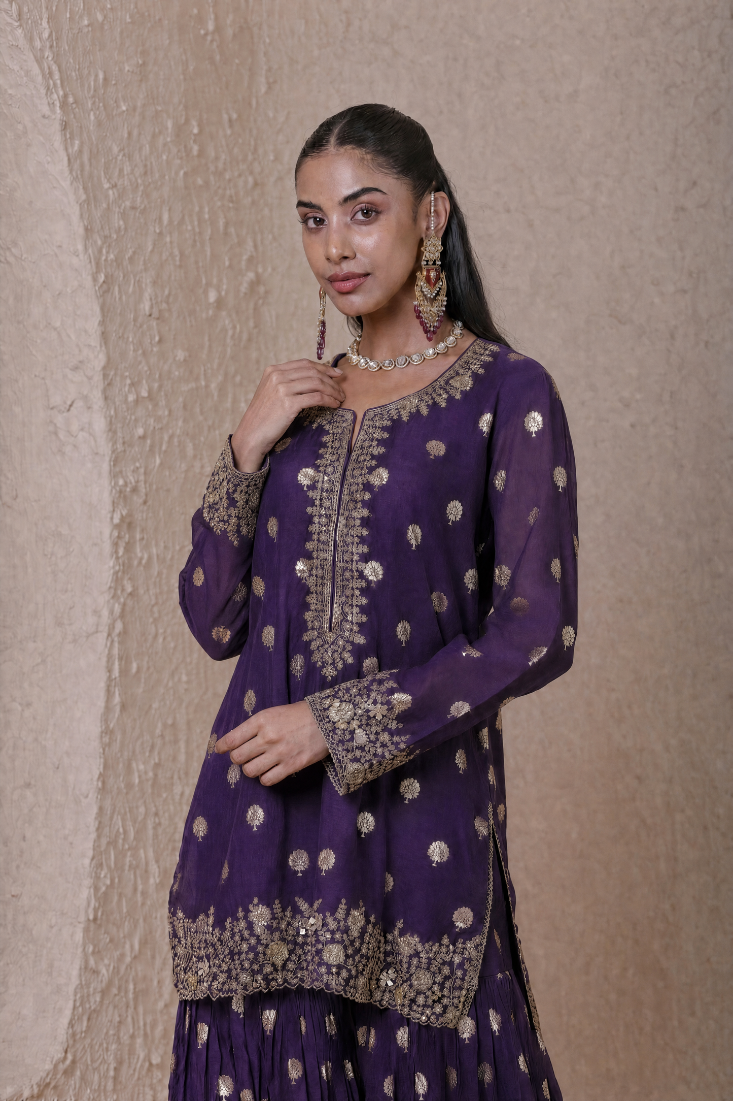Rangrez Purple Butti Sharara Set