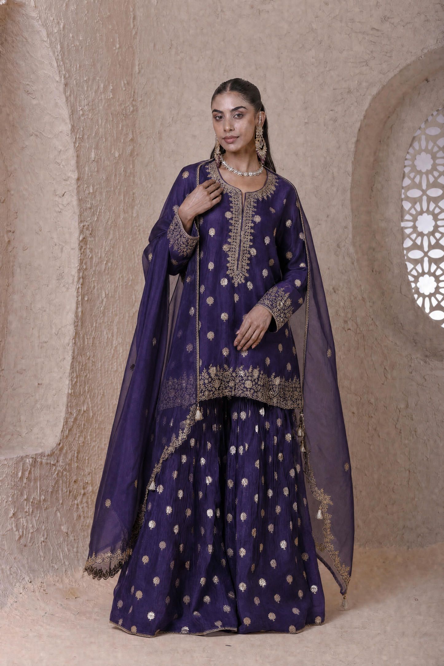 Rangrez Purple Butti Sharara Set