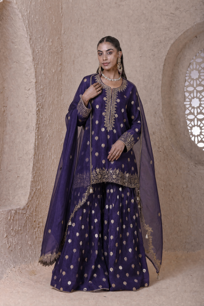Rangrez Purple Butti Sharara Set