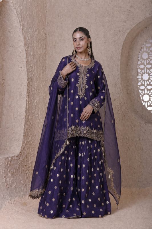 Rangrez Purple Butti Sharara Set