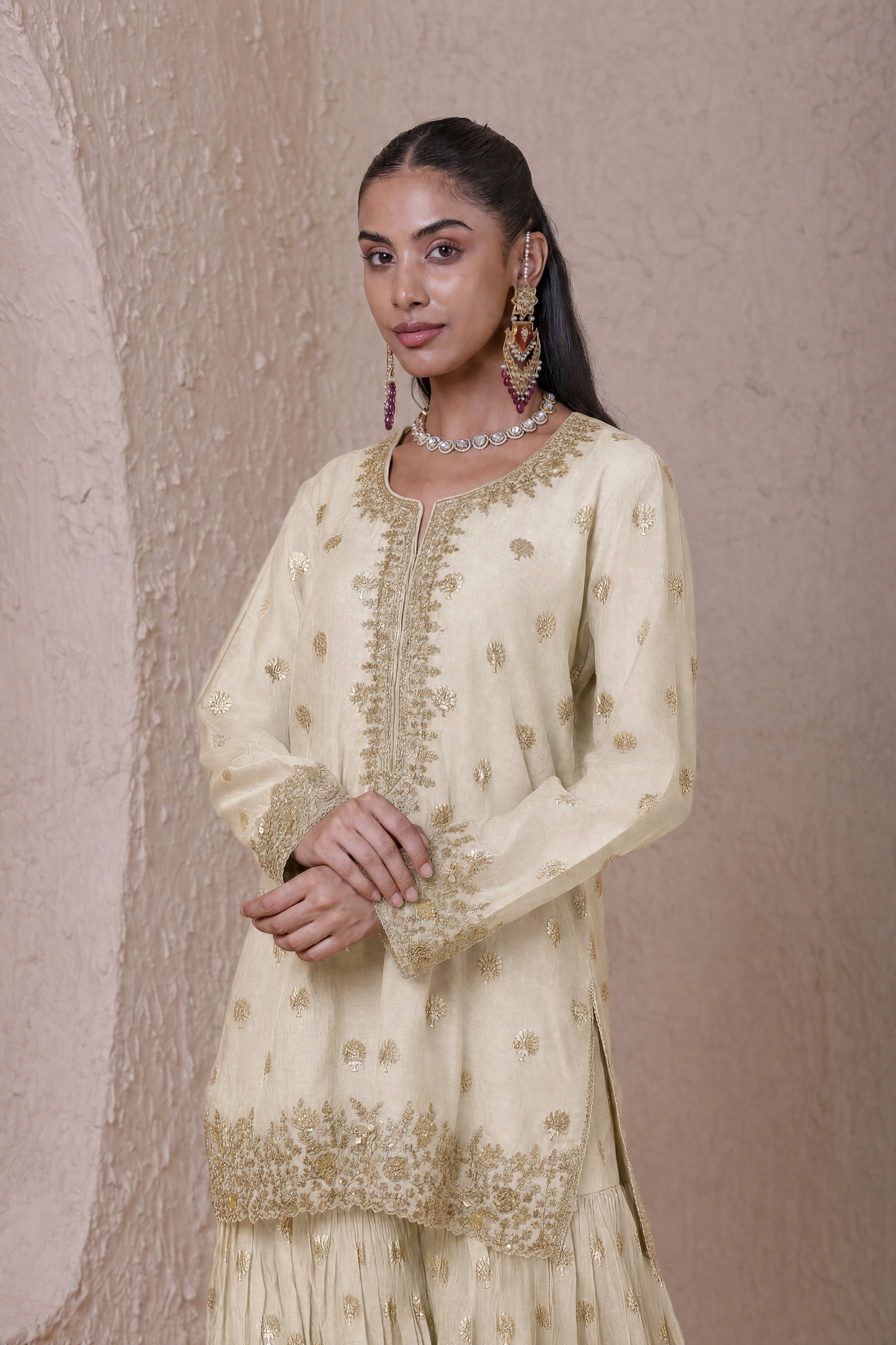 Rangrez  Ivory Butti Sharara Set