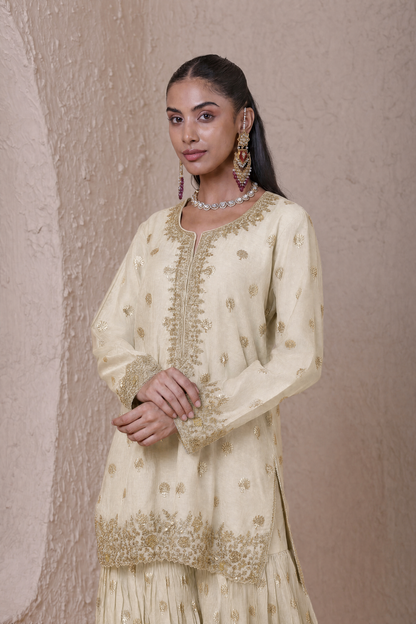 Rangrez  Ivory Butti Sharara Set