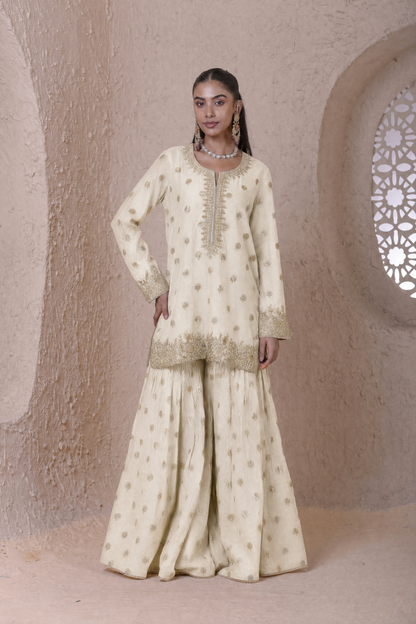 Rangrez  Ivory Butti Sharara Set
