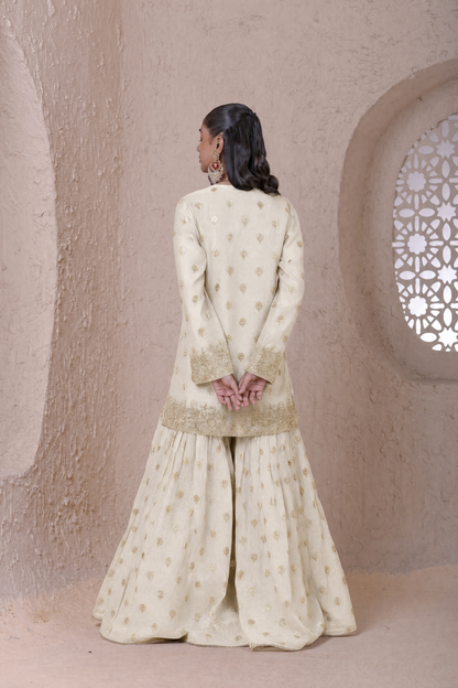 Rangrez  Ivory Butti Sharara Set