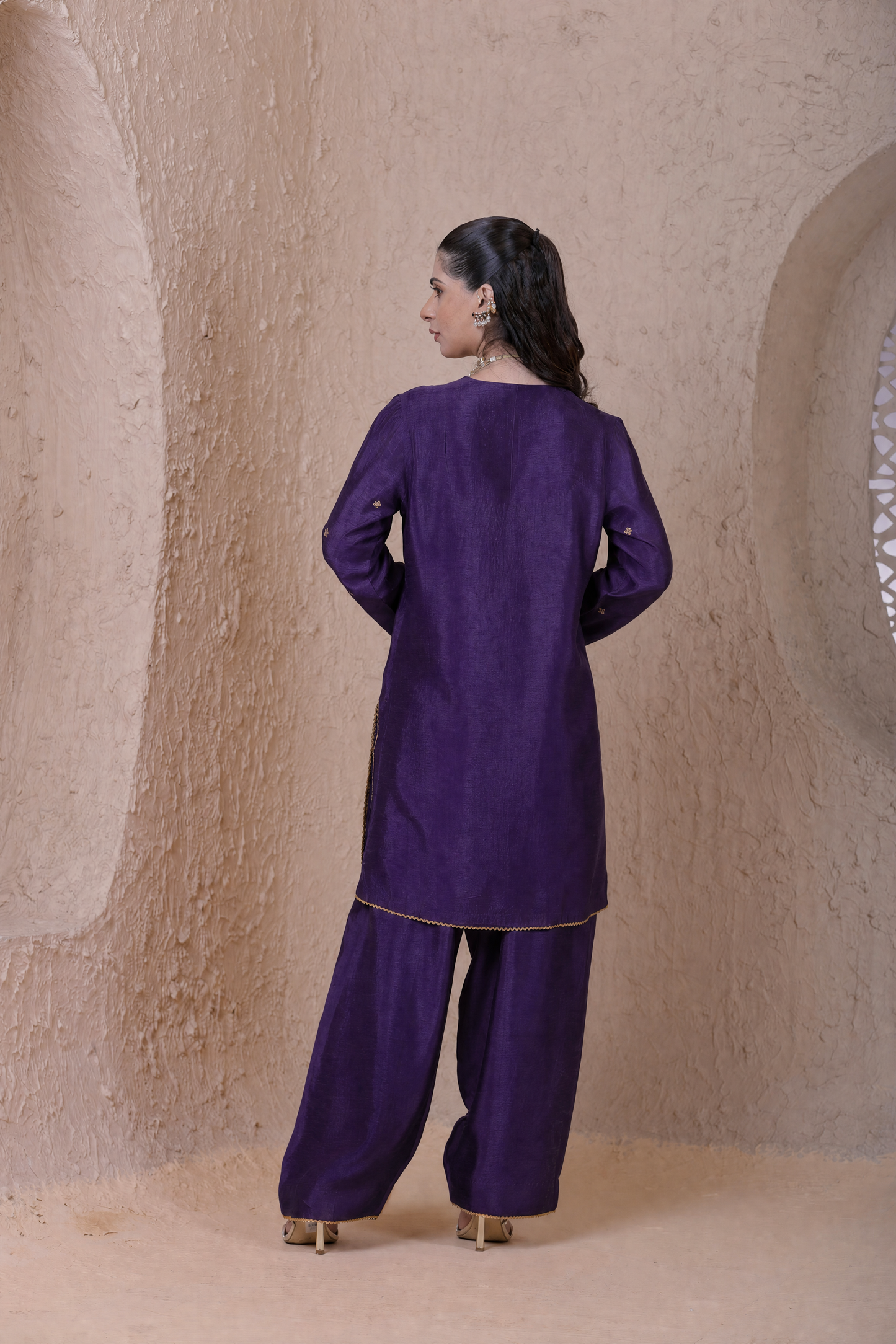 Rangrez Purple Short Kurta Set