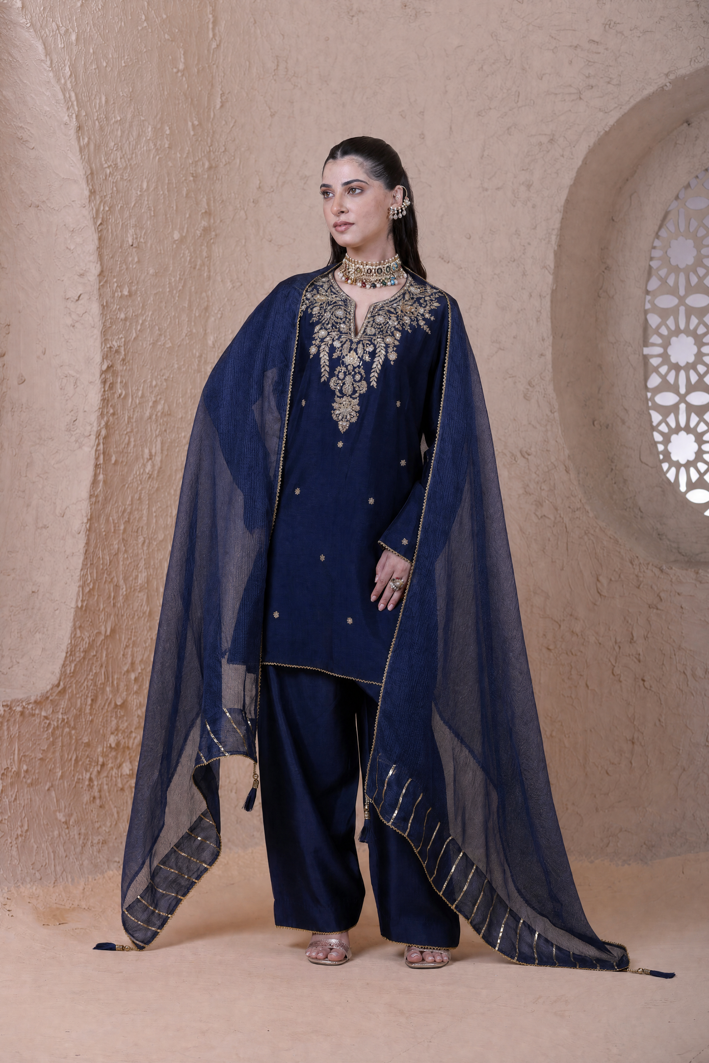 Rangrez  Blue Short Kurta Set