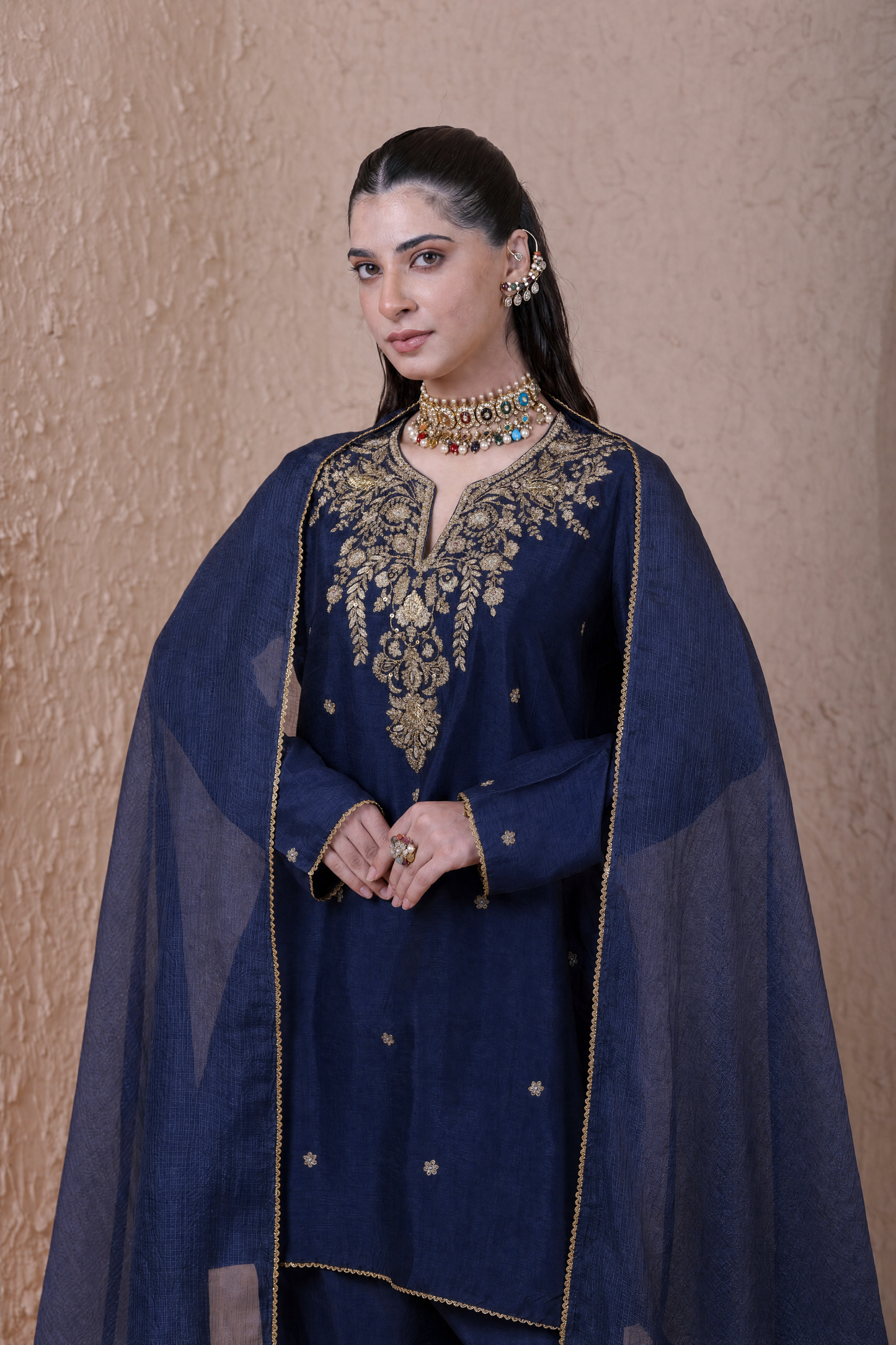 Rangrez  Blue Short Kurta Set
