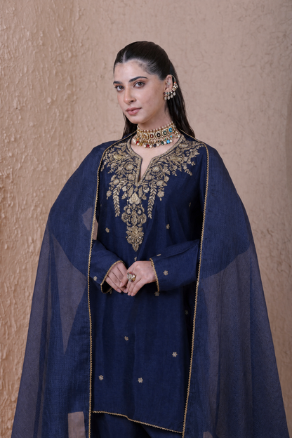Rangrez  Blue Short Kurta Set