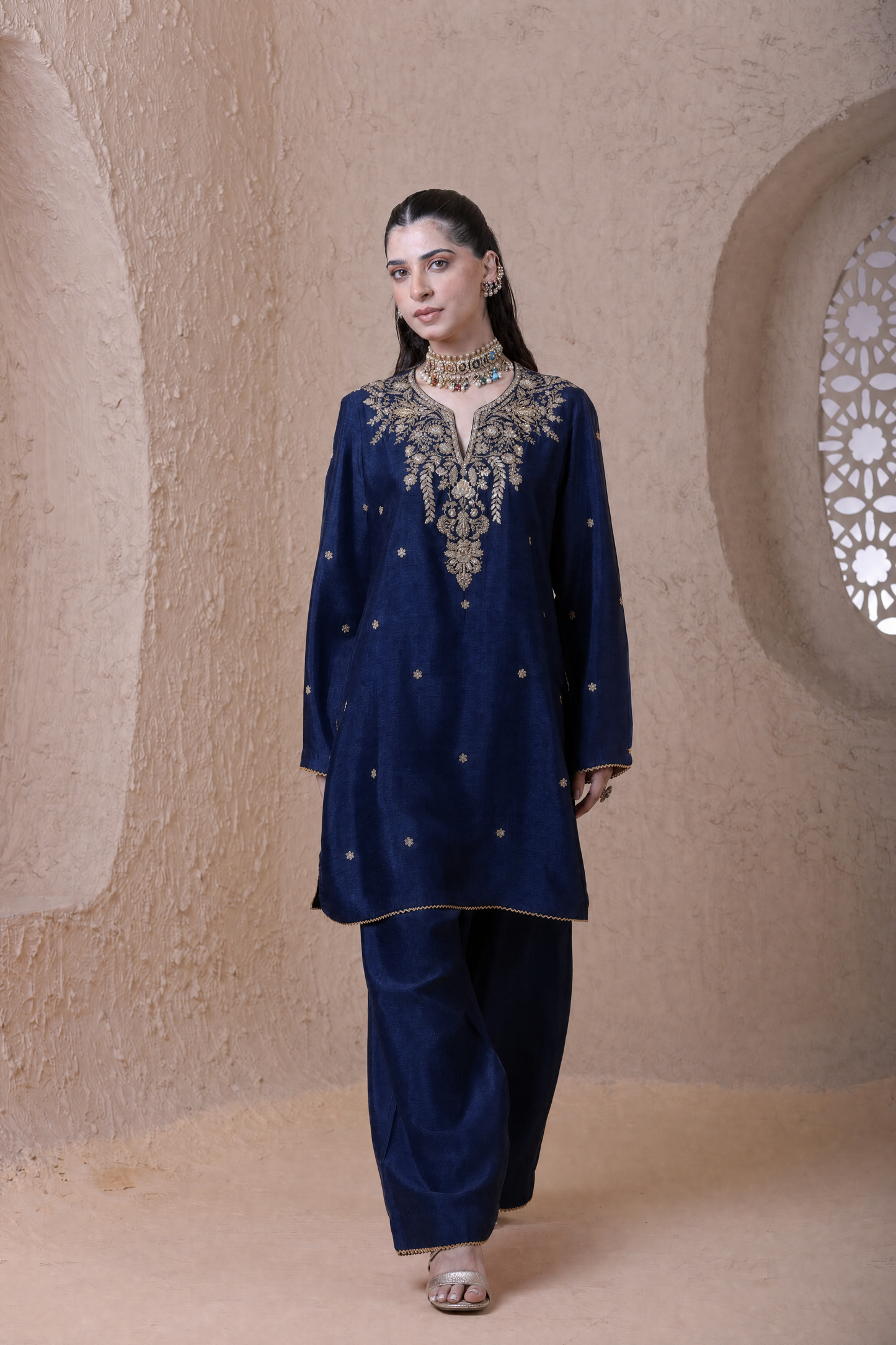 Rangrez  Blue Short Kurta Set