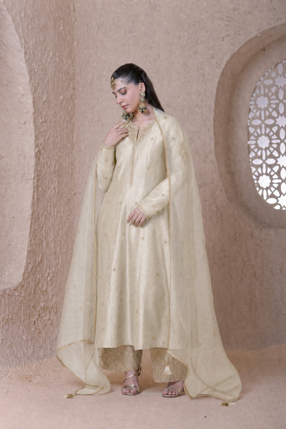 Rangrez Ivory Kalidar Set