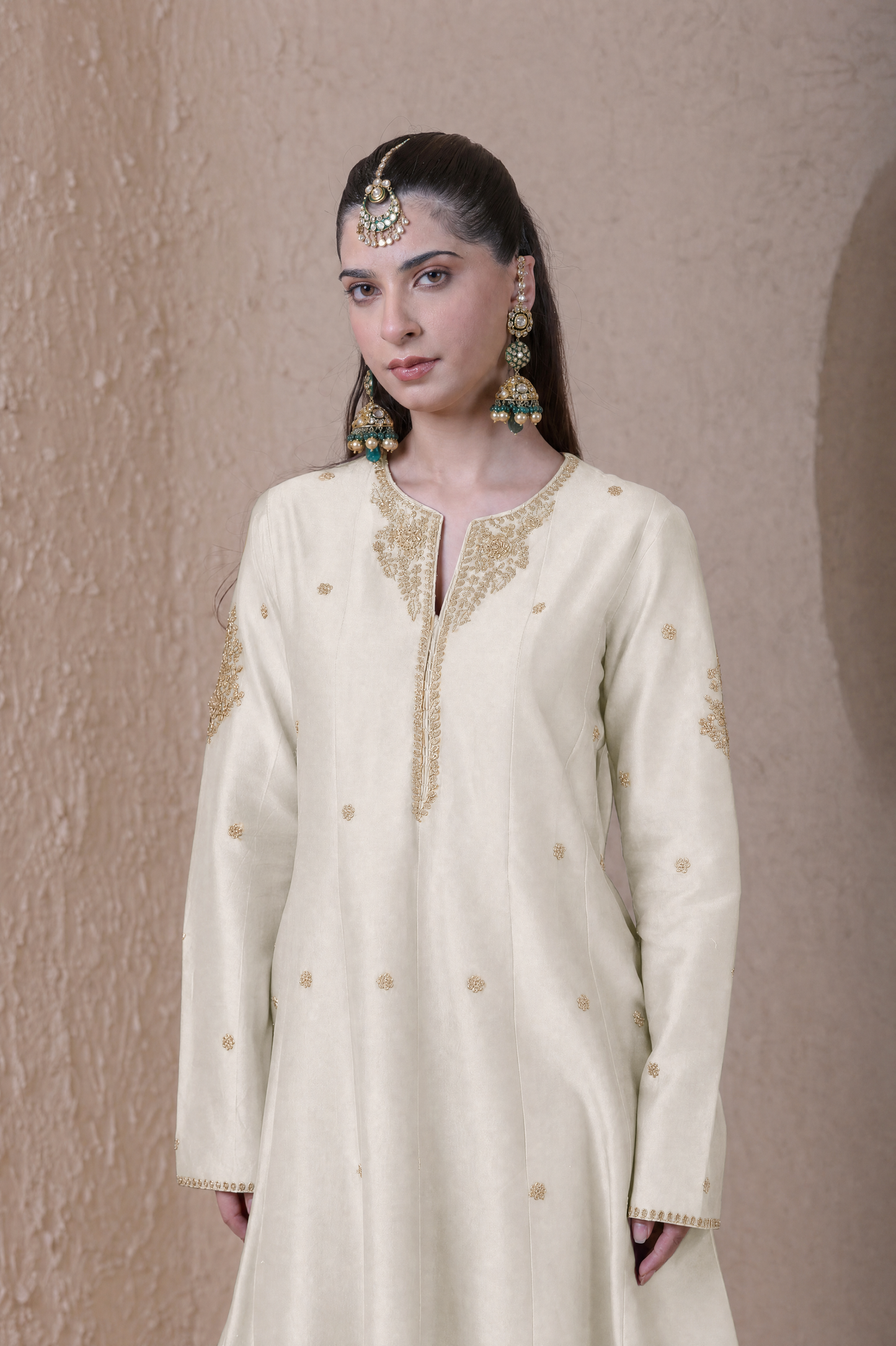 Rangrez Ivory Kalidar Set