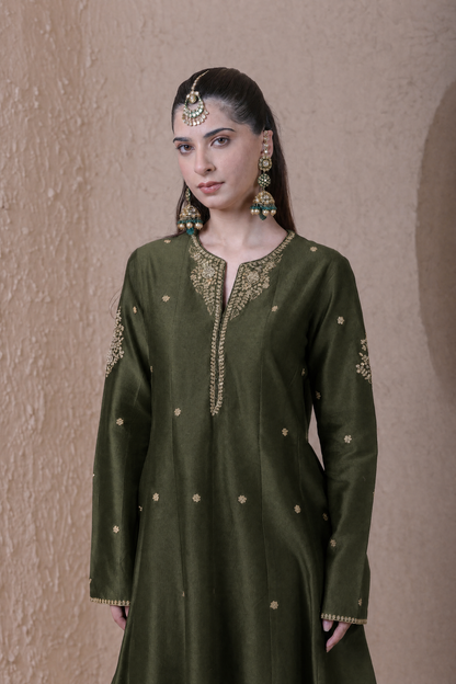 Rangrez Olive Kalidar Set