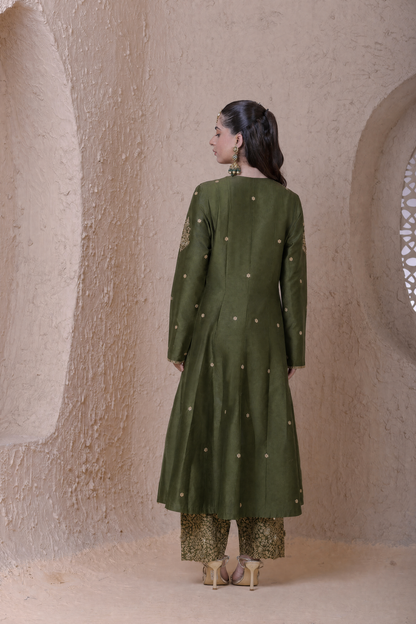 Rangrez Olive Kalidar Set