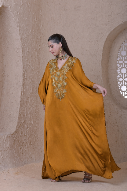 Rangrez Mustard Kaftan Set