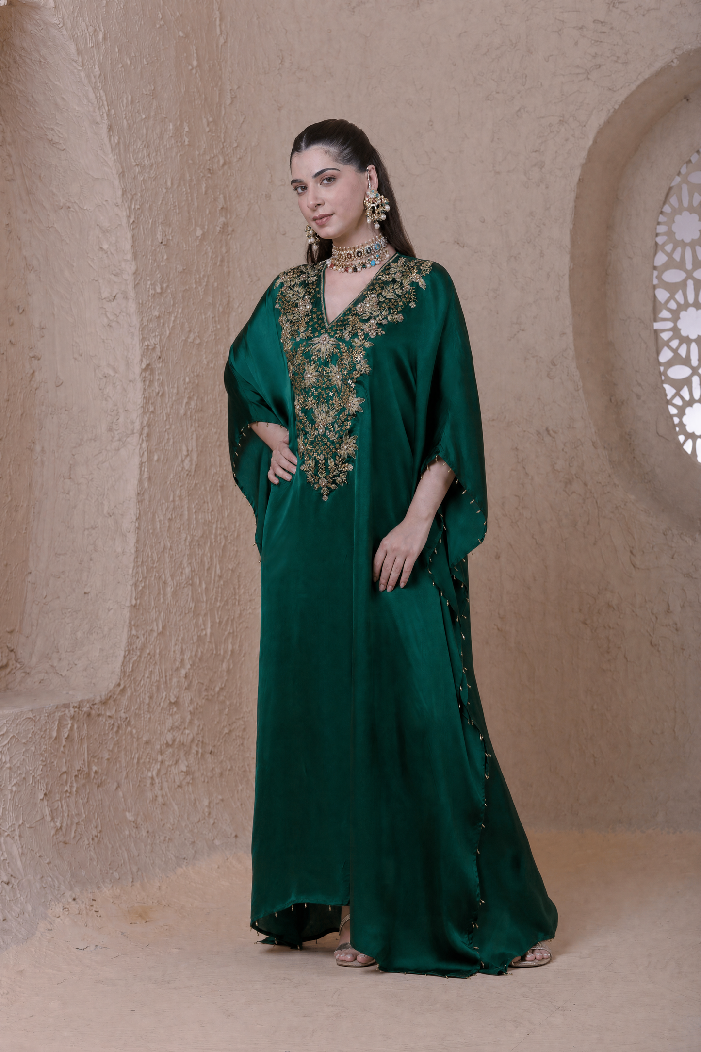 Rangrez Green Kaftan Set
