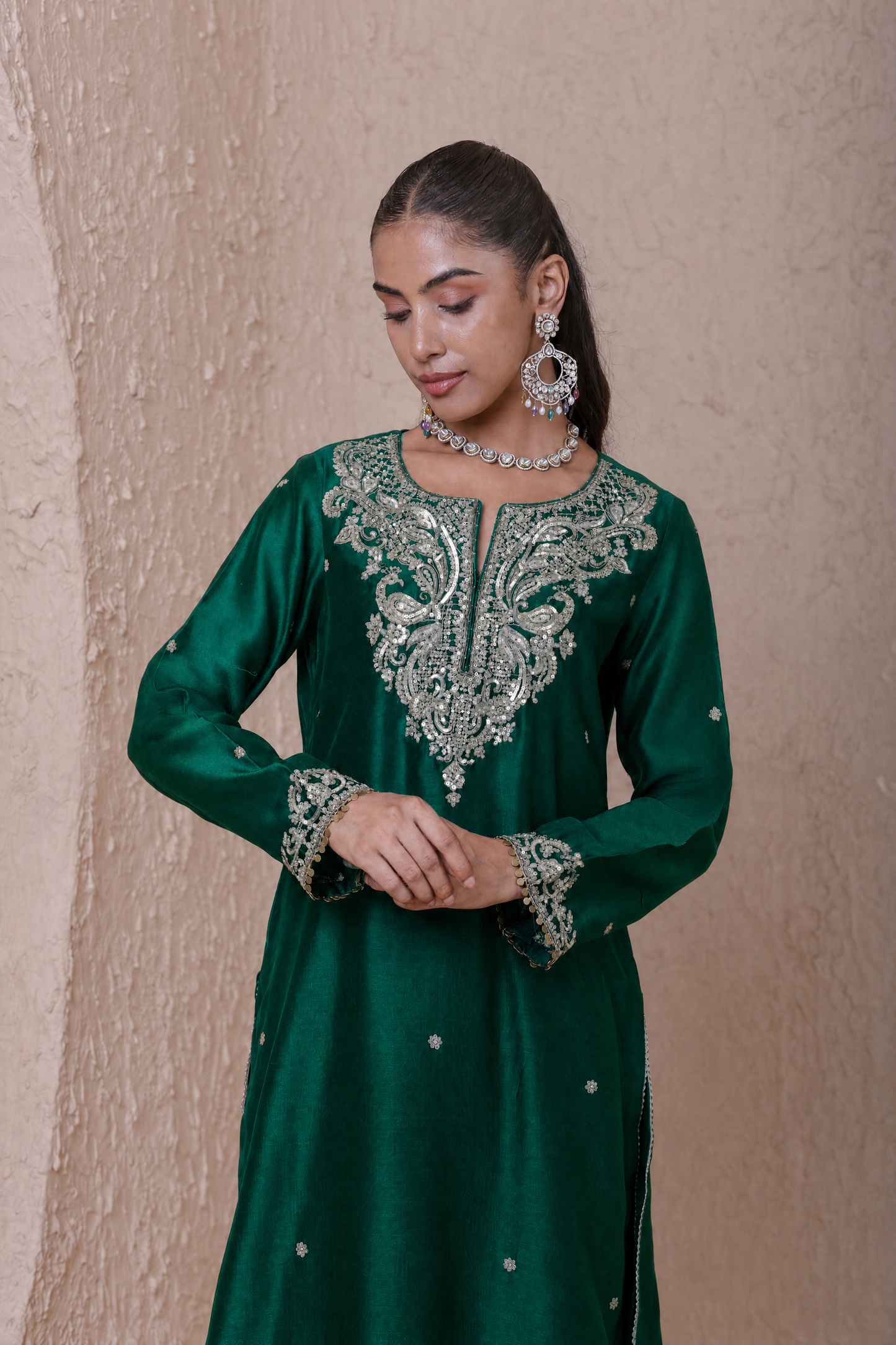 Rangrez Green Zari Kurta Set