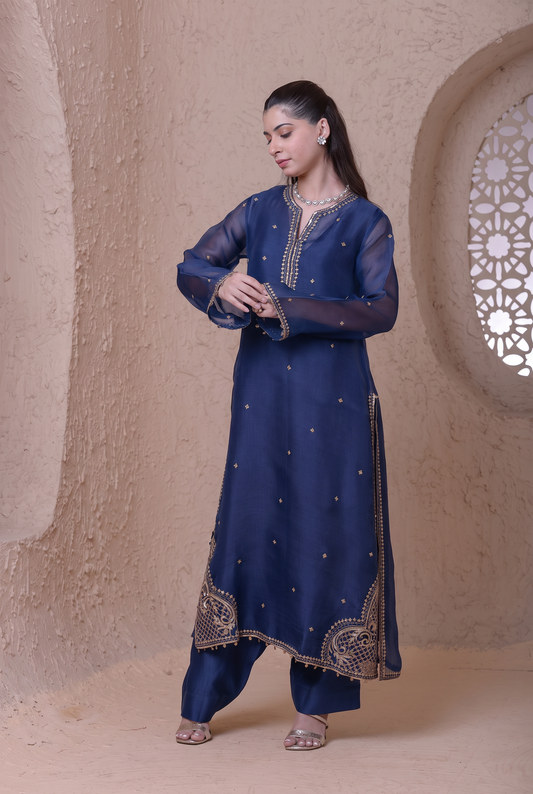 Rangrez Blue Farshi Kurta Set