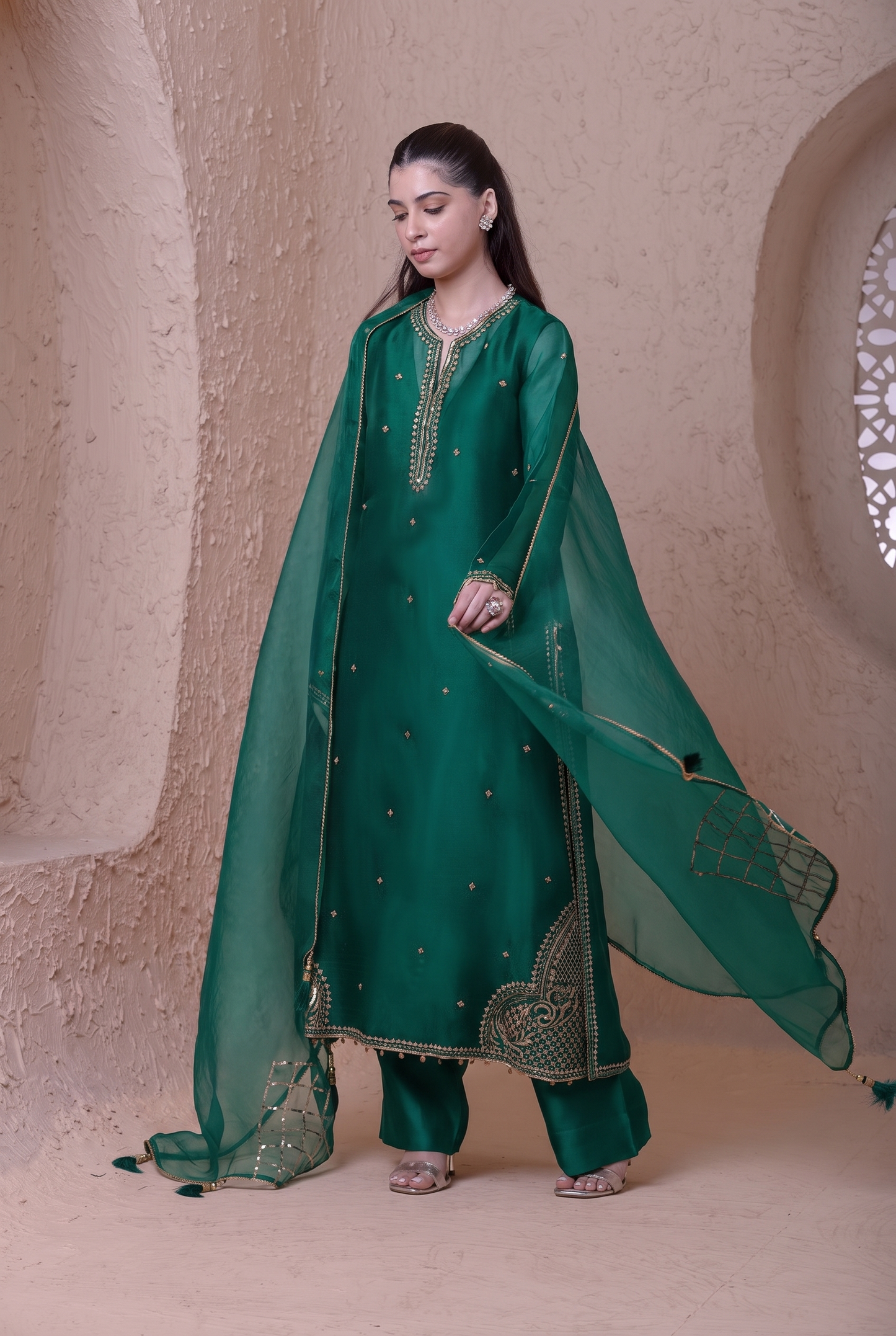 Rangrez  Green Farshi Kurta Set