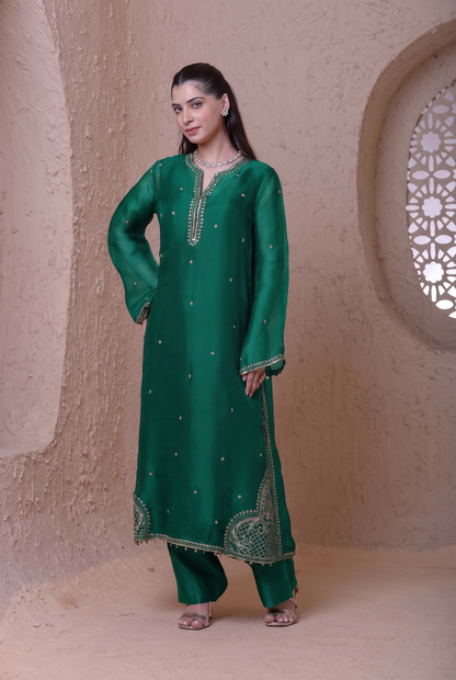 Rangrez  Green Farshi Kurta Set