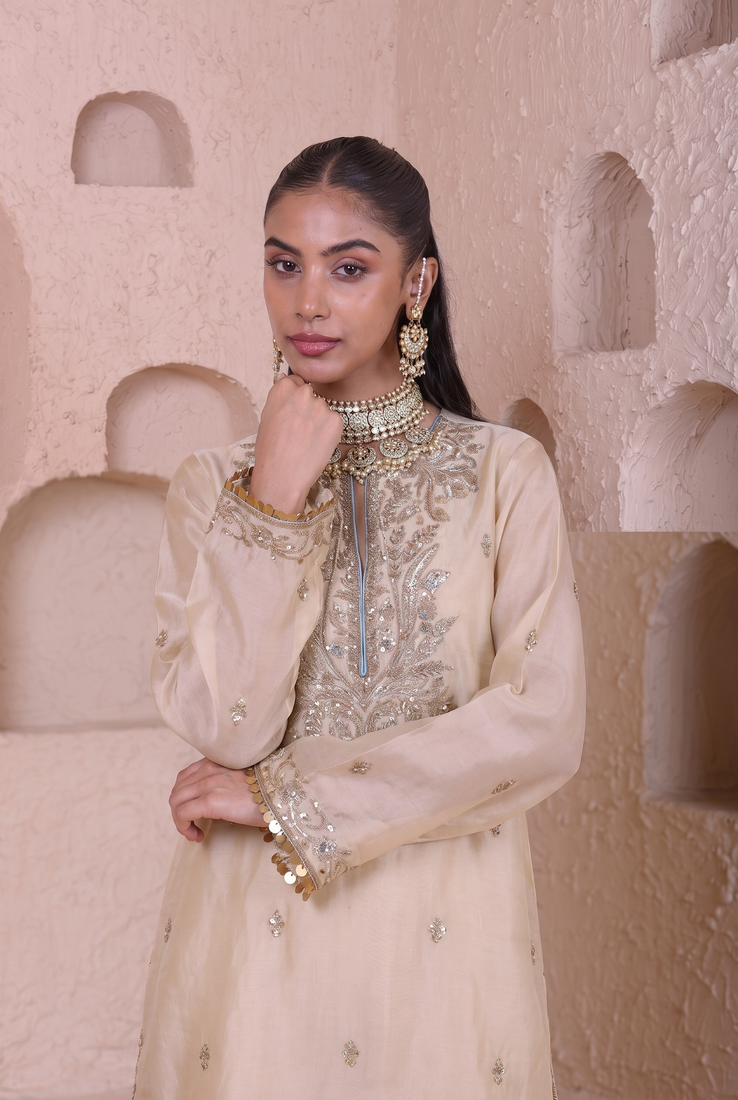 Rangrez Ivory Straight Long Kurta Set