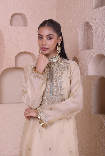 Rangrez Ivory Straight Long Kurta Set