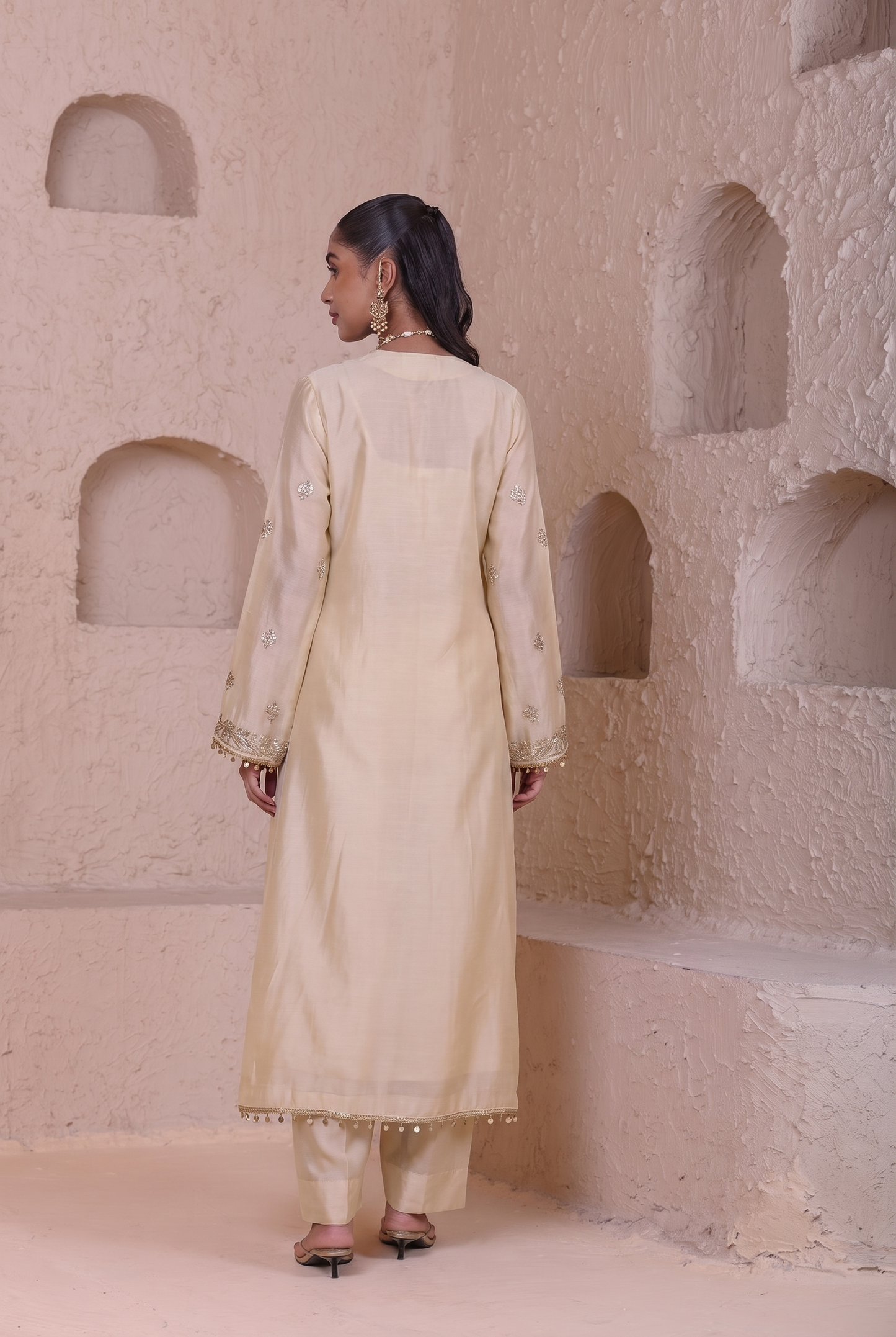 Rangrez Ivory Straight Long Kurta Set