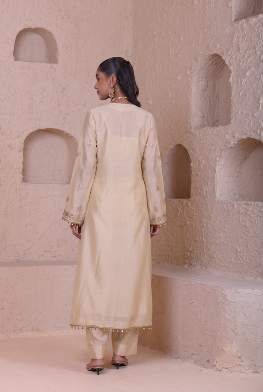 Rangrez Ivory Straight Long Kurta Set