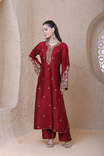 Rangrez Maroon Heavy Sleeves Kurta Set (Copy)