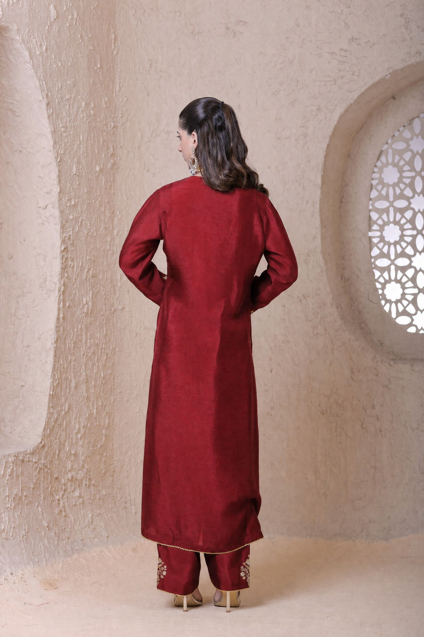 Rangrez Maroon Heavy Sleeves Kurta Set (Copy)