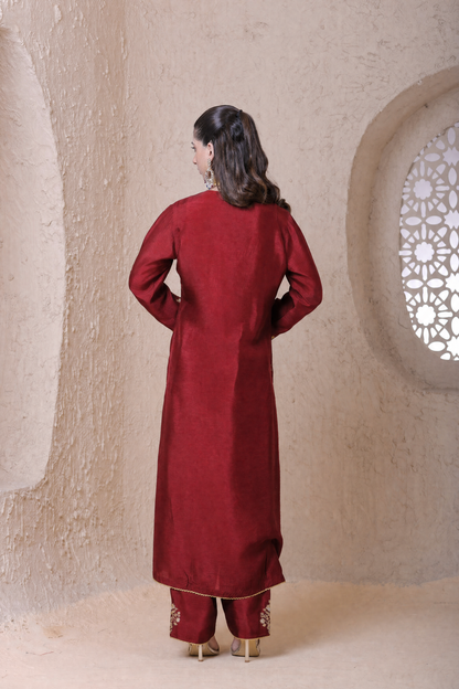 Rangrez Maroon Heavy Sleeves Kurta Set (Copy)