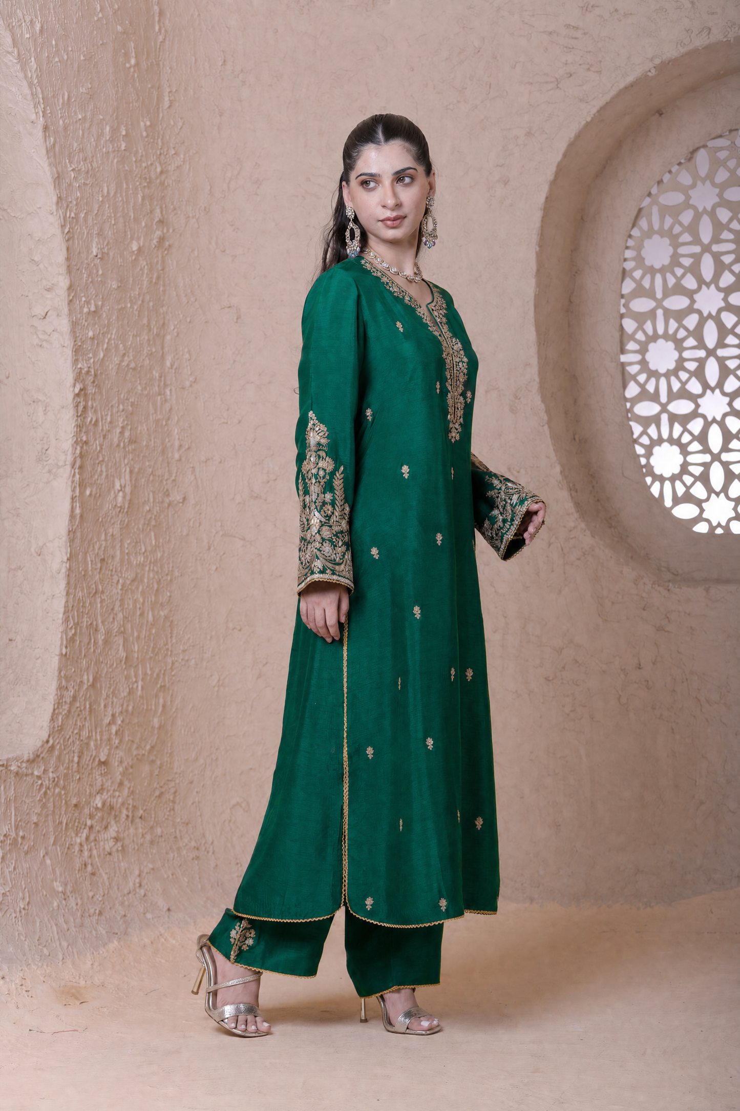 Rangrez Green Heavy Sleeves Kurta Set (Copy)