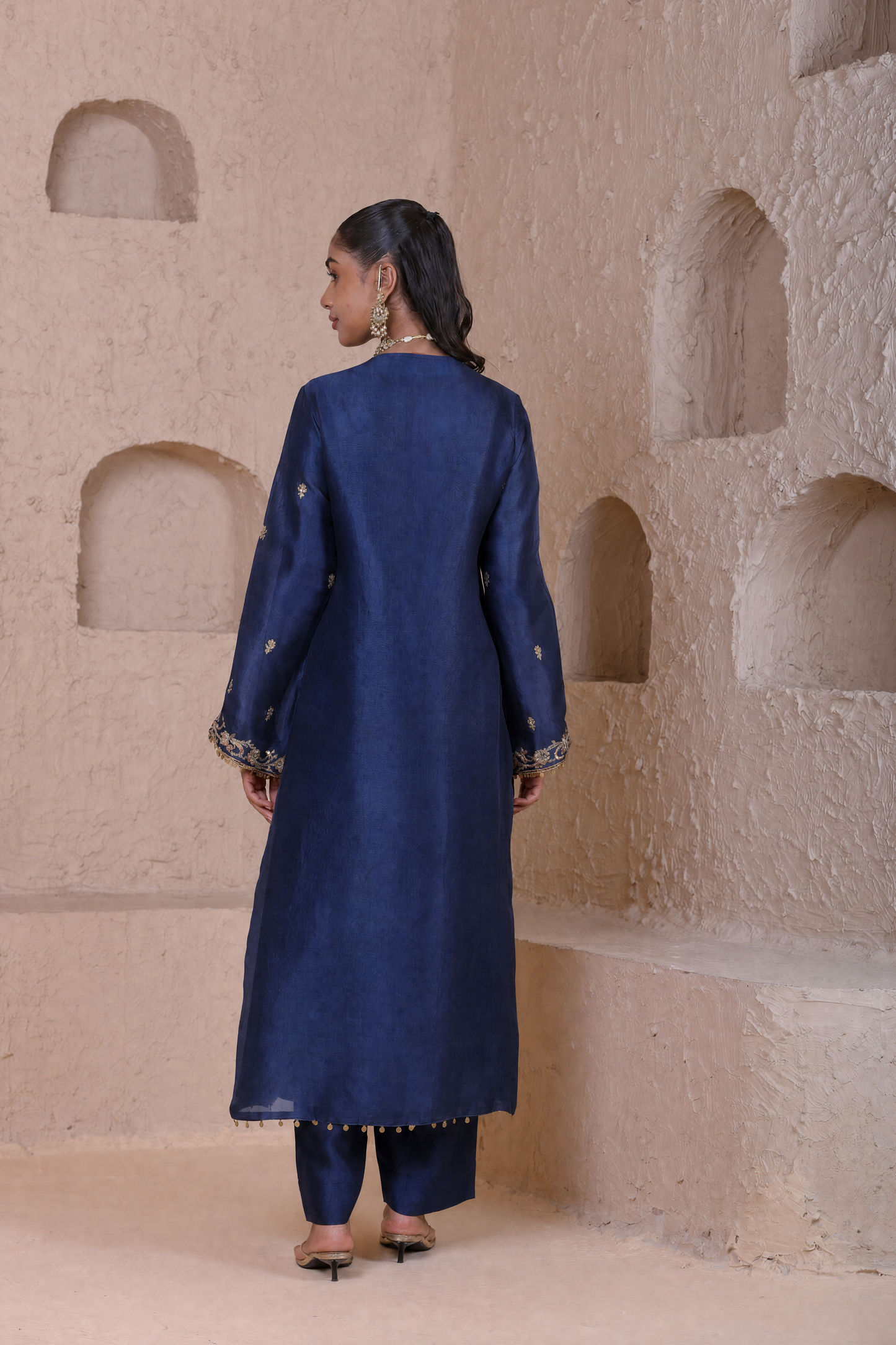 Rangrez  Blue Straight Long Kurta Set