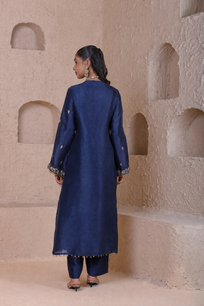 Rangrez  Blue Straight Long Kurta Set