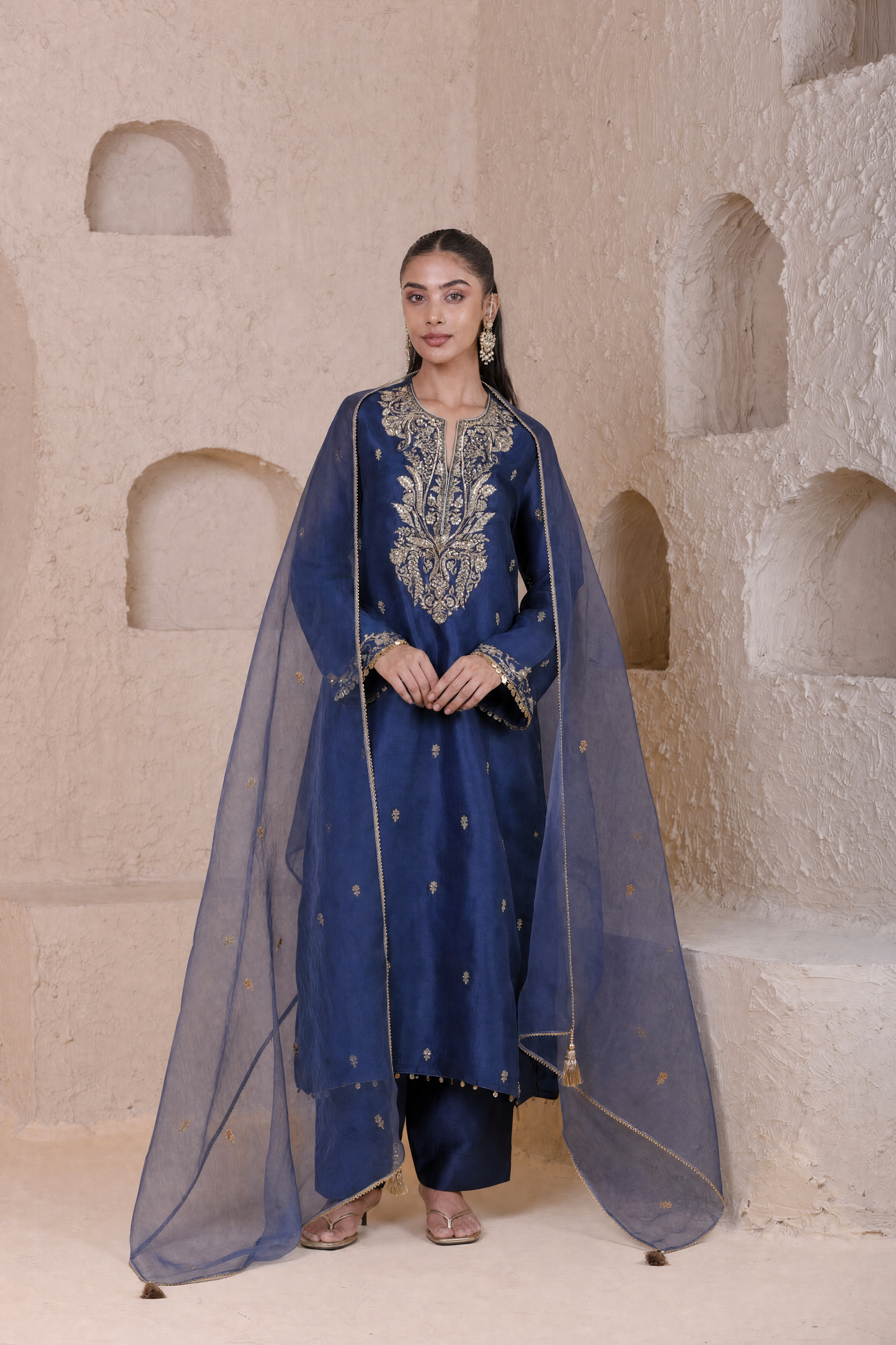 Rangrez  Blue Straight Long Kurta Set