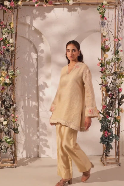 Vaayu Beige Applique Co-ord Set