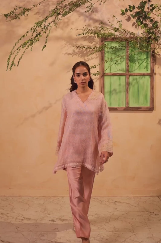 Vaayu Light Pink Applique Co-ord Set Set