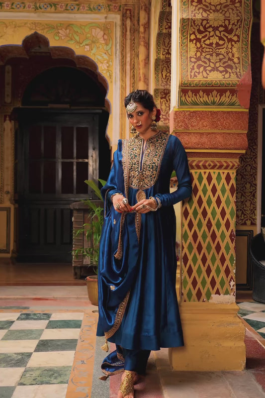 Ahista Blue Kalidaar Set