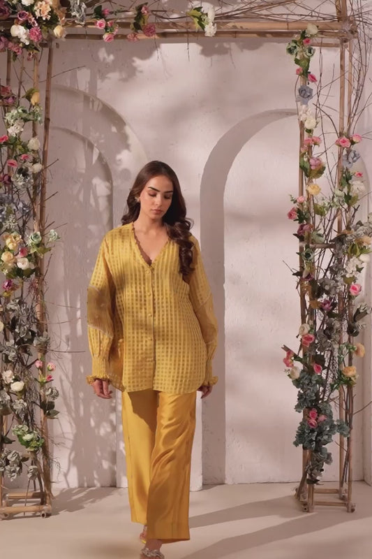 Vaayu Yellow V Neck Co ord Set