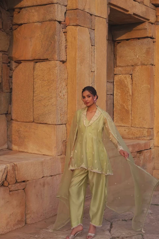 Vaayu Green Short Kalidar Set