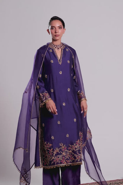 Zar:Rang Purple Farshi Kurta Set